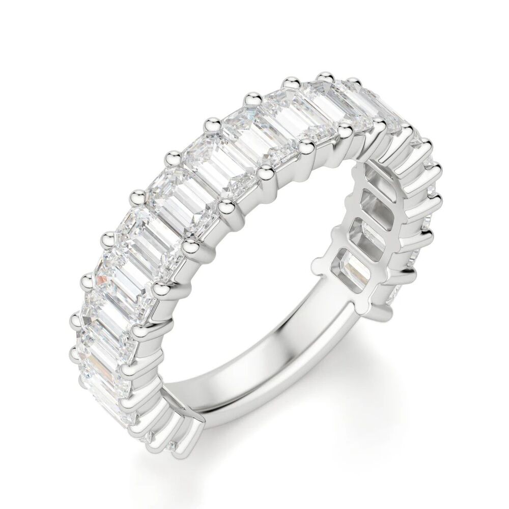 Emerald Cut VVS1 Moissanite Half Eternity Promise Band