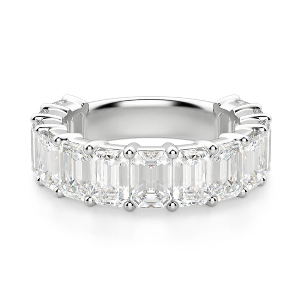 Moissanite Emerald Cut Semi Eternity Wedding Band