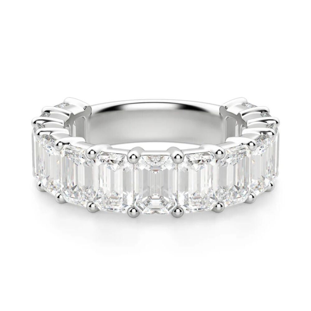 VVS1 Moissanite Emerald Cut Half Eternity Wedding Band