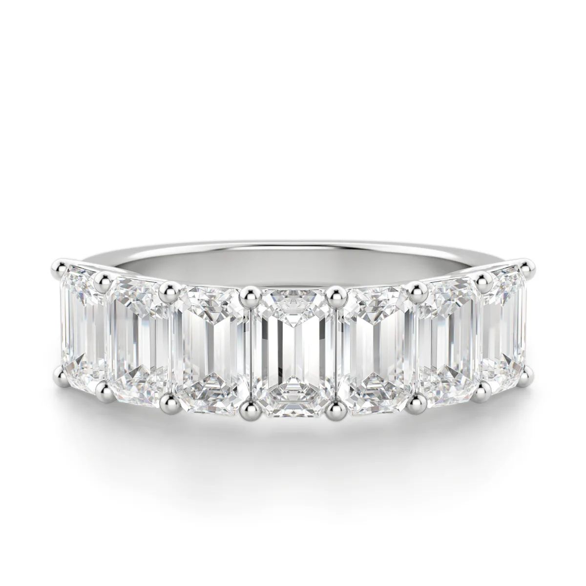 Emerald Cut Seven Stone Matching Wedding Band