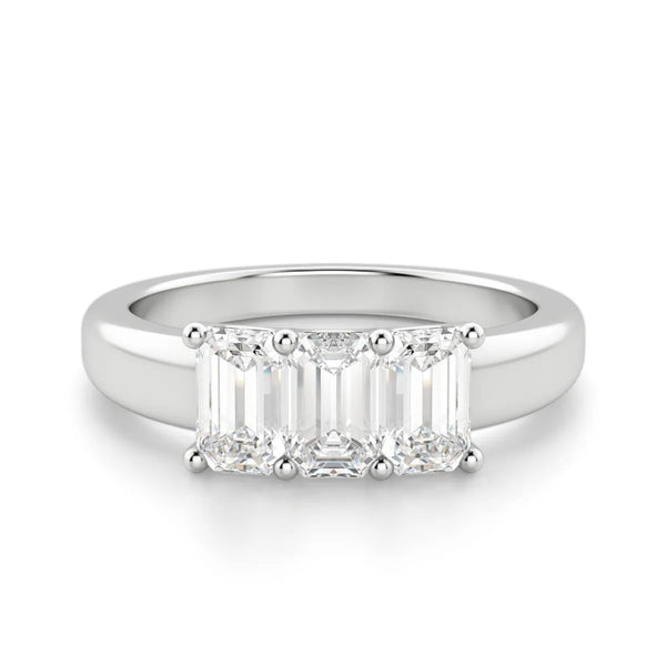 Emerald Cut Three Stone Wedding Anniversary Band