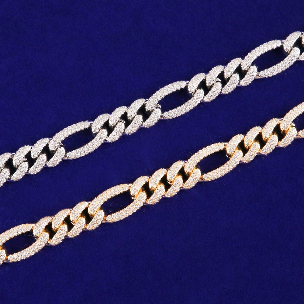 Moissanite Diamond Figaro Cuban Link Chain Necklace