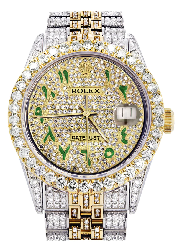 Two Tone Moissanite Watch, Handmade Stainless Steel Iced Out Luxury Watches