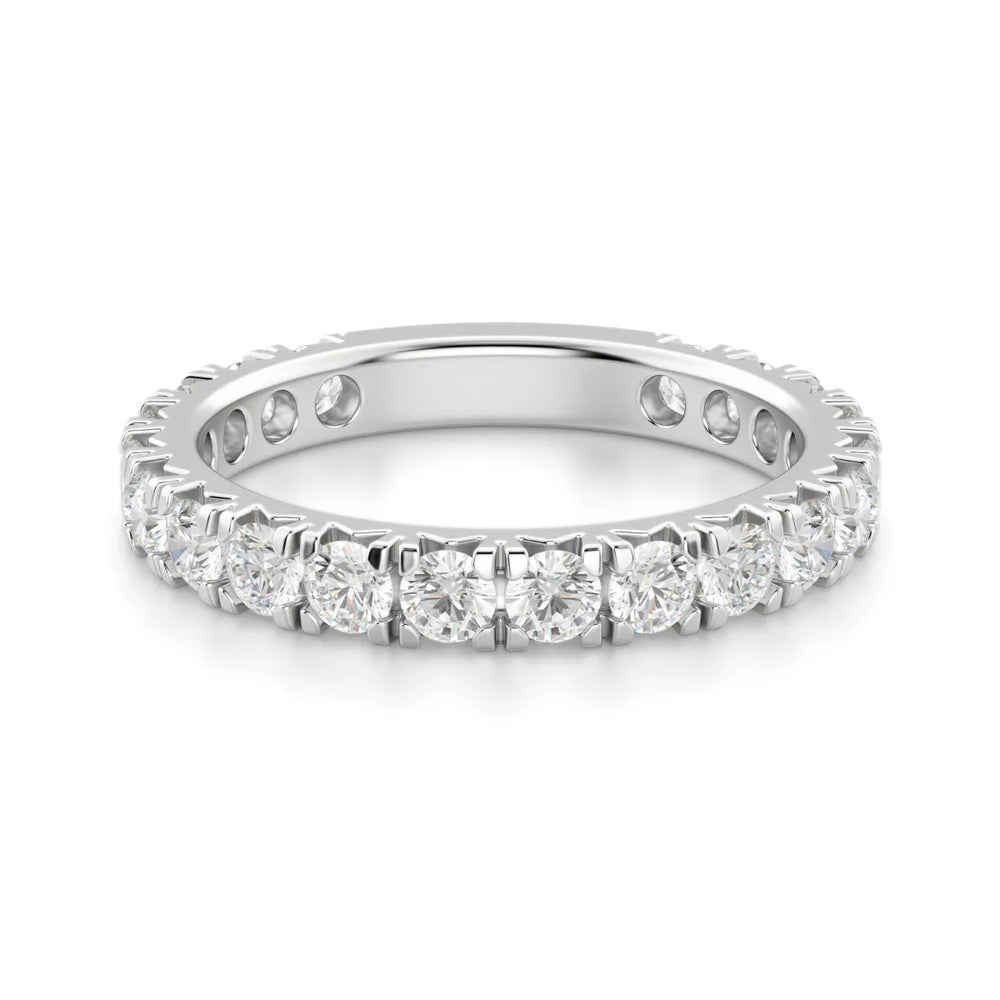 Round Cut Moissanite Half Eternity Wedding Anniversary Band