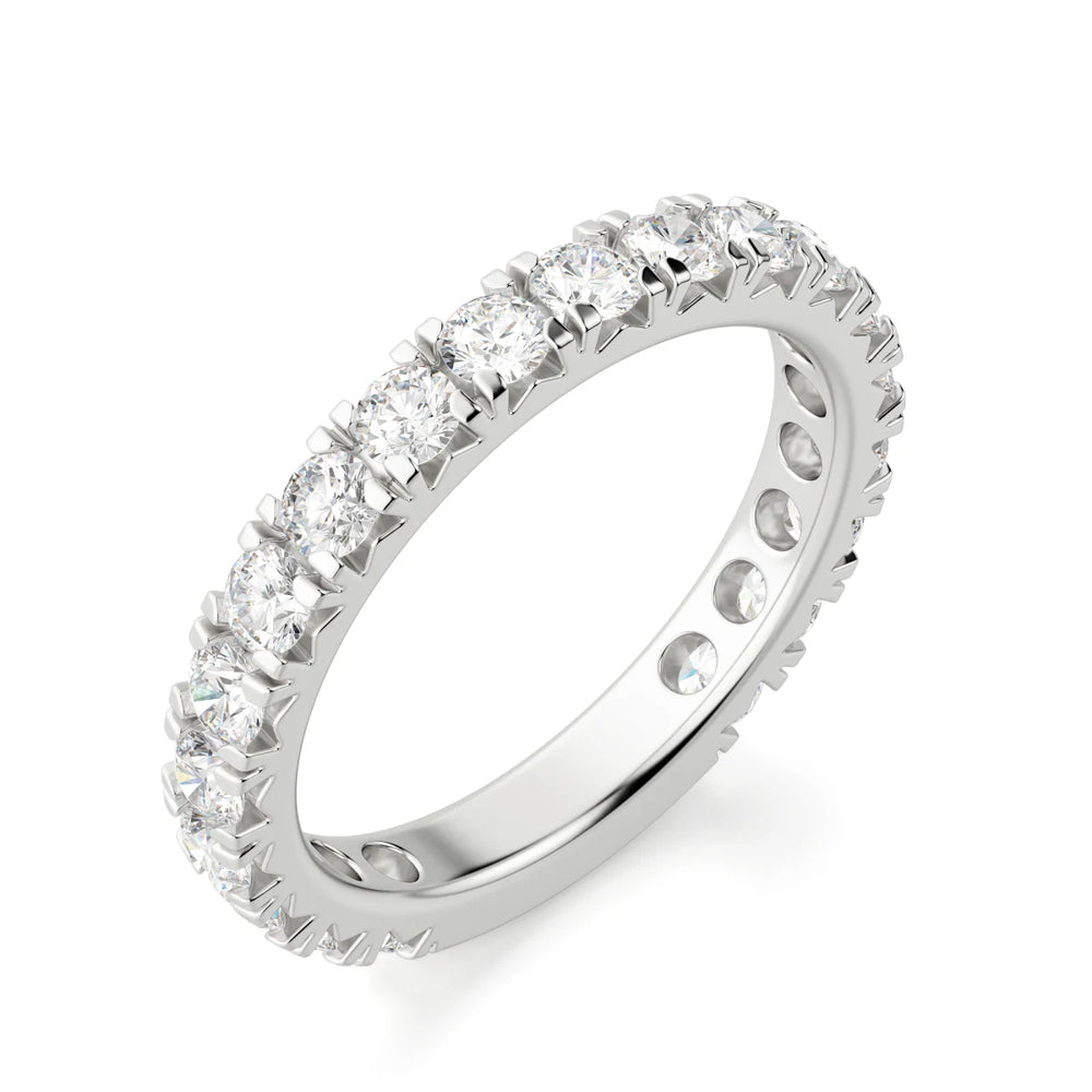 Round Cut Moissanite Half Eternity Wedding Anniversary Band