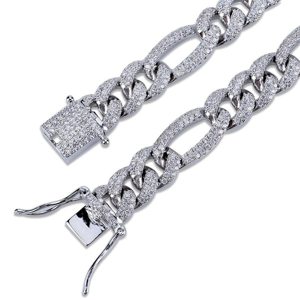 VVS Moissanite Iced Out Figaro Hip Hop Chain For Men's
