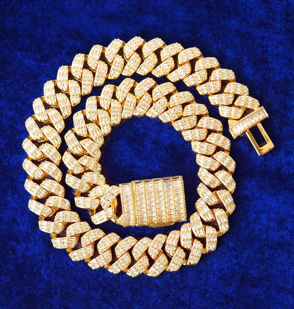 Baguette Cut Lab Grown Diamond Miami Cuban Link Chain