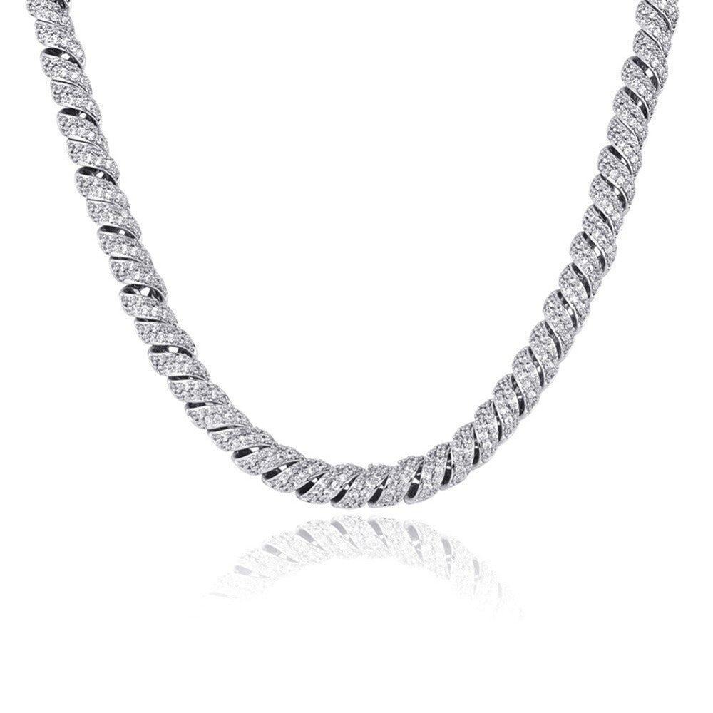 Iced Out Moissanite Diamond Rope Twisted Hip Hop Chain