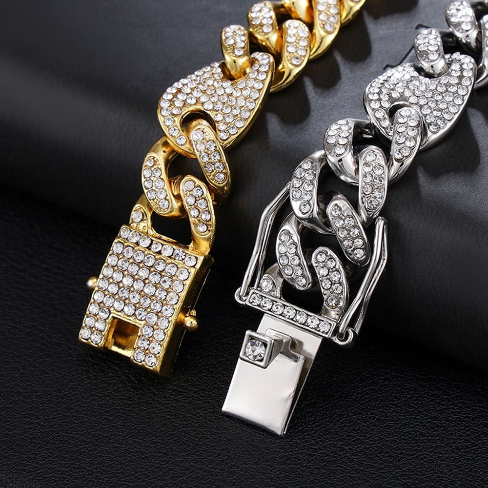 VVS1 Moissanite Iced Out Figaro Cuban Link Chain