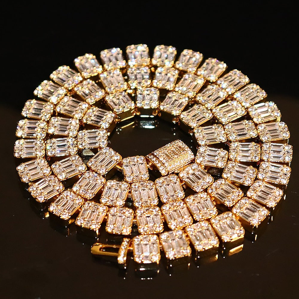 Iced Out Moissanite Baguette Cut Hip Hop Chain