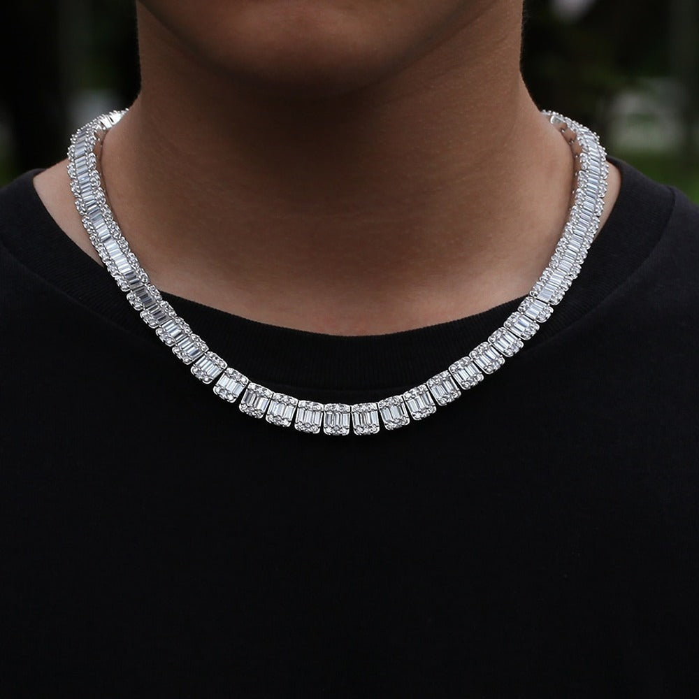 Iced Out Moissanite Baguette Cut Hip Hop Chain