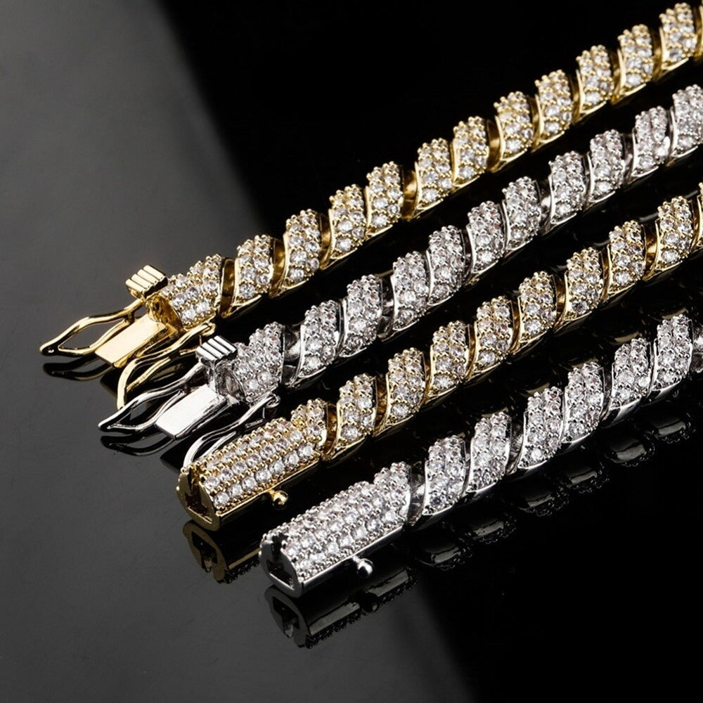 Iced Out Moissanite Diamond Rope Twisted Hip Hop Chain