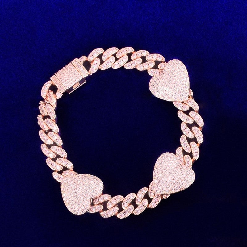 Iced Out Cuban Link Bracelet Hip Hop Jewelry Moissanite Diamond
