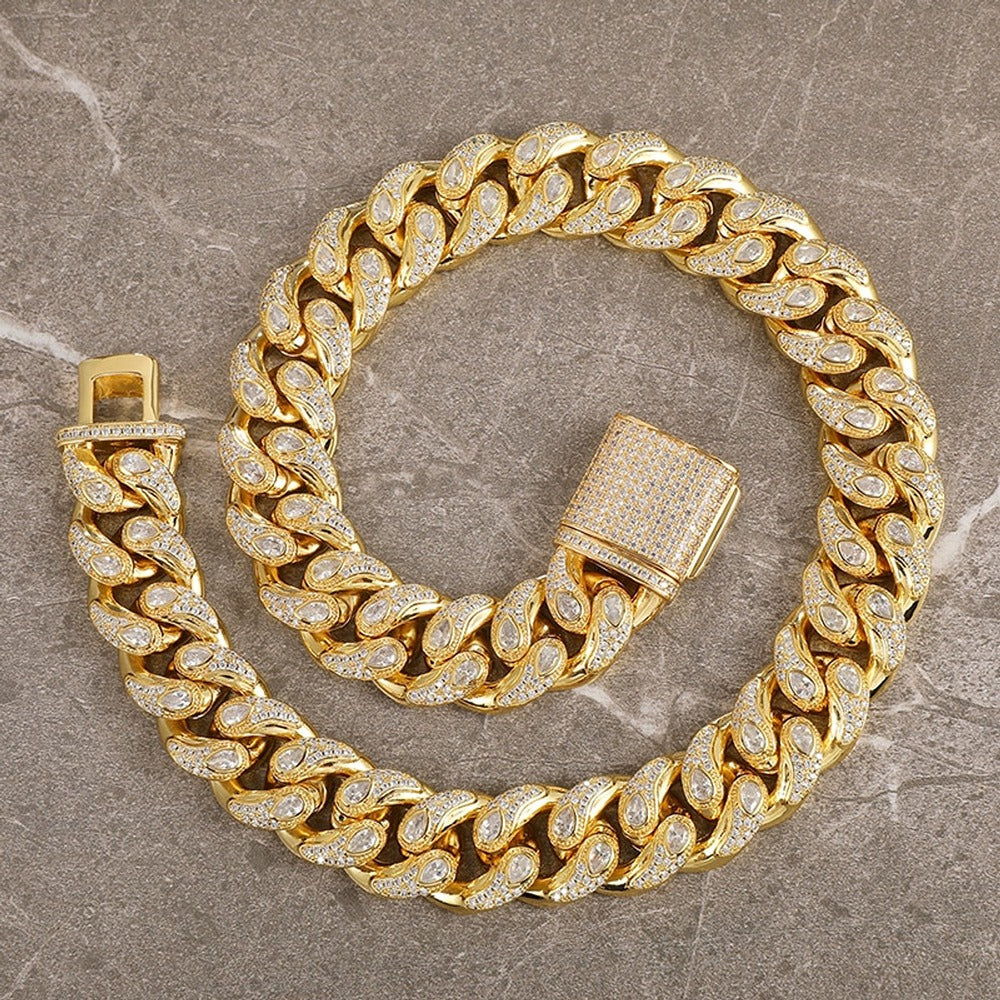 Iced Out Moissanite Unique Cuban Link Hip Hop Necklace