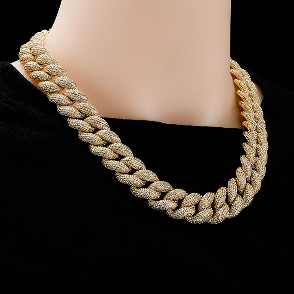 Iced Out Moissanite Cuban Link Chain Luxury Hip Hop Necklace