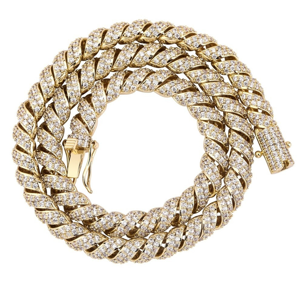 Iced Out Moissanite Diamond Rope Twisted Hip Hop Chain