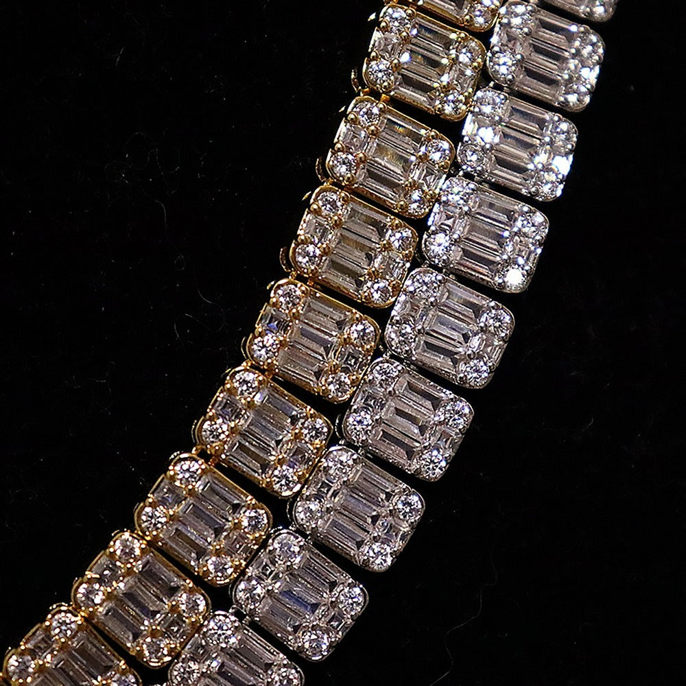 Iced Out Moissanite Baguette Cut Hip Hop Chain