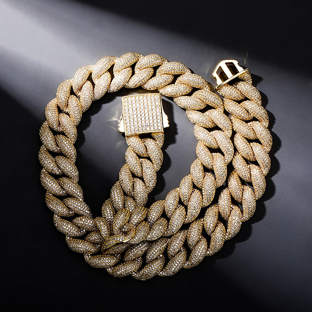 Iced Out Moissanite Cuban Link Chain Luxury Hip Hop Necklace