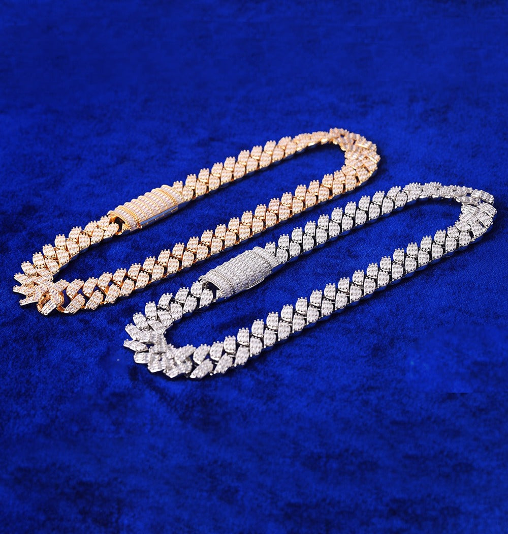 Baguette Cut Lab Grown Diamond Miami Cuban Link Chain