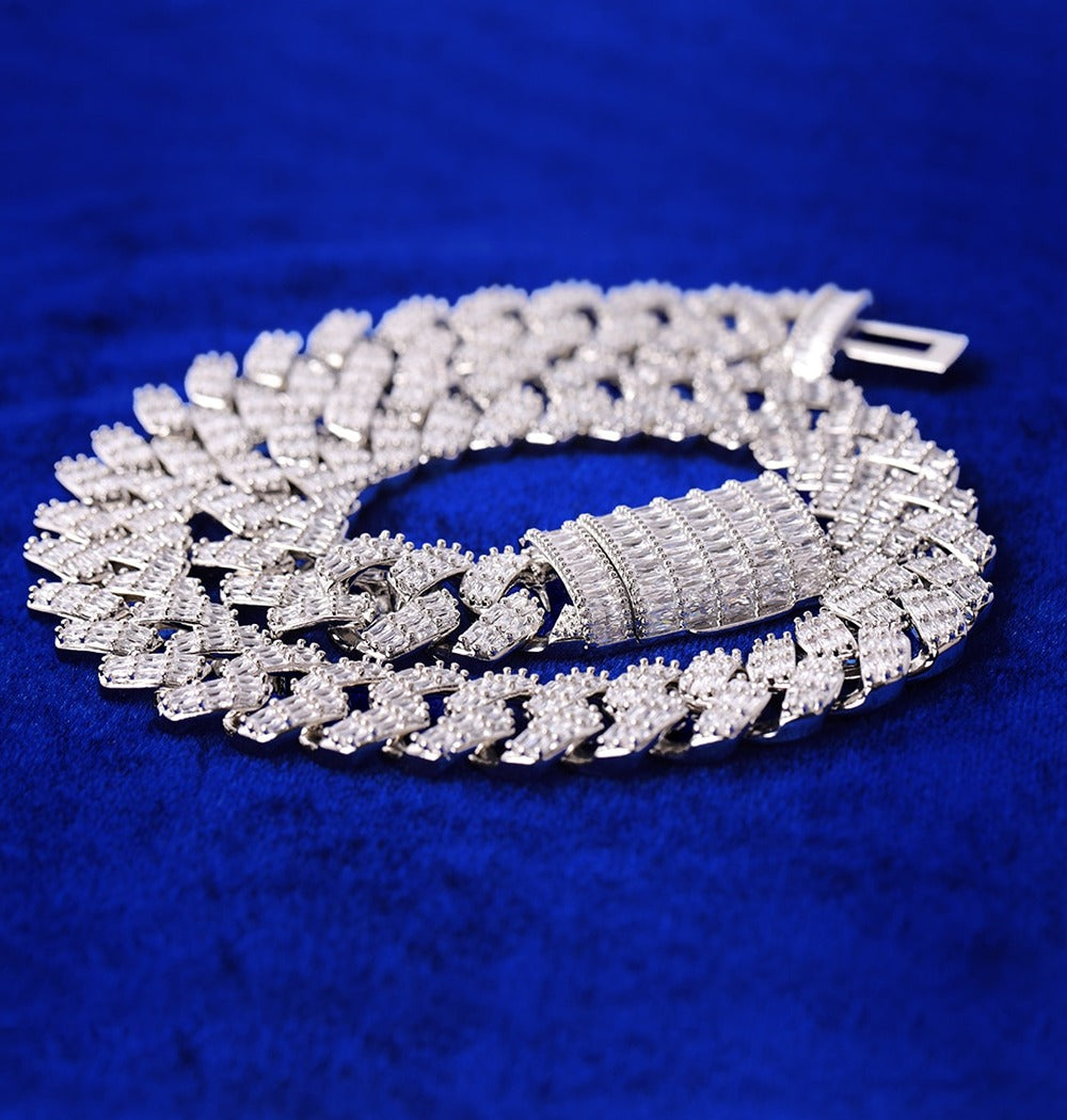 Baguette Cut Lab Grown Diamond Miami Cuban Link Chain
