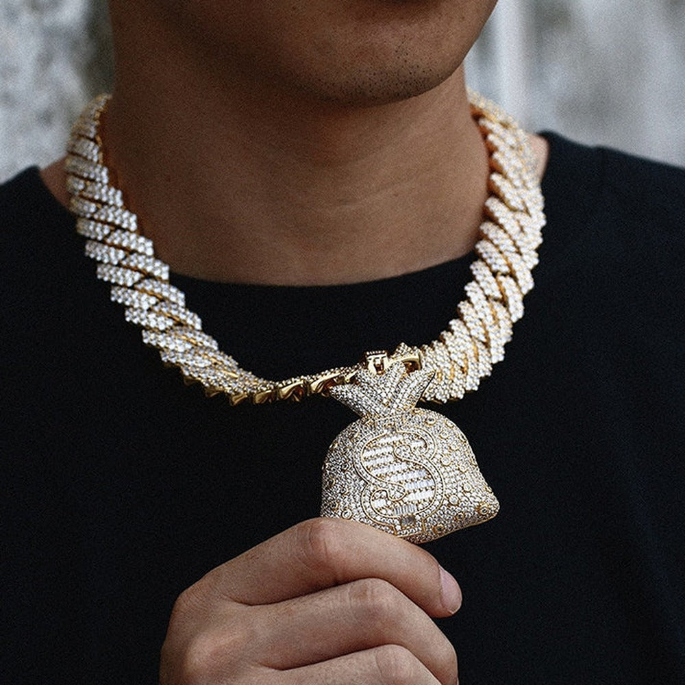 Moissanite Diamond Money Bag Hip Hop Pendant