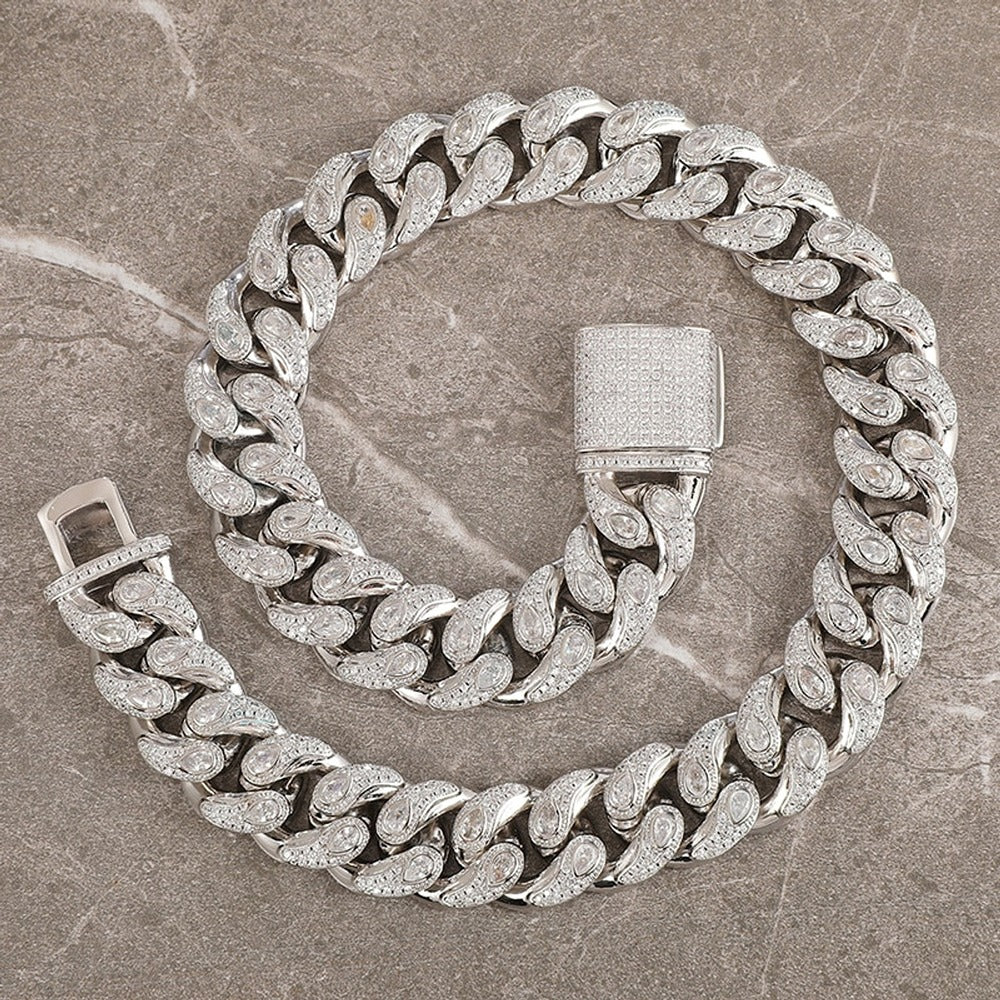 Iced Out Moissanite Unique Cuban Link Hip Hop Necklace