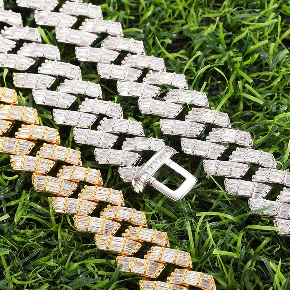 Moissanite Baguette Cut Iced Out Luxury Cuban Chain