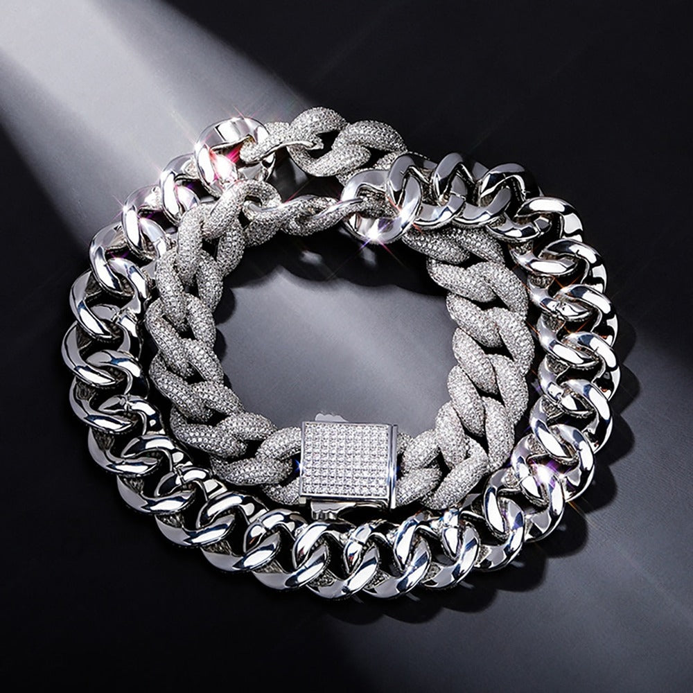 Iced Out Moissanite Cuban Link Chain Luxury Hip Hop Necklace