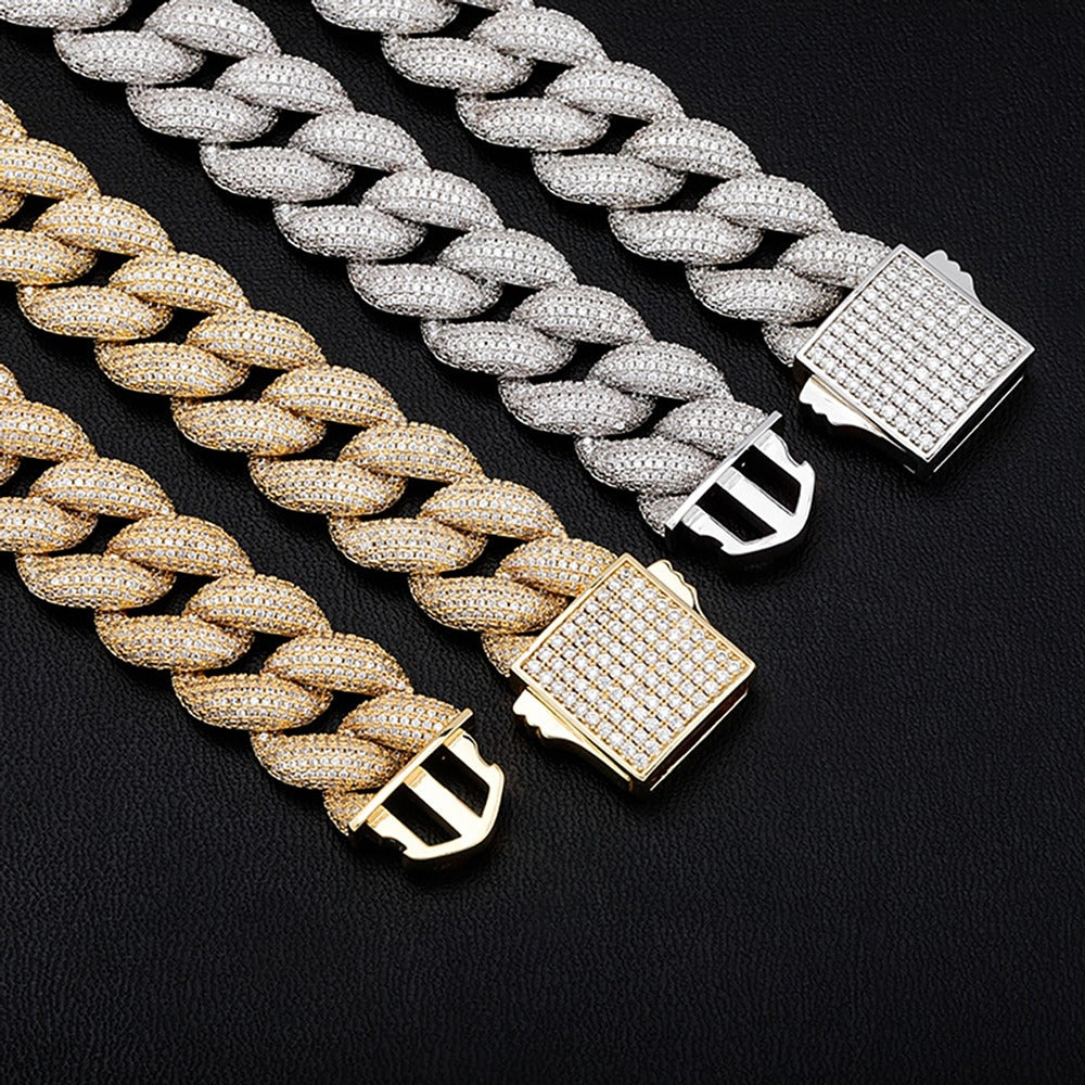 Iced Out Moissanite Cuban Link Chain Luxury Hip Hop Necklace