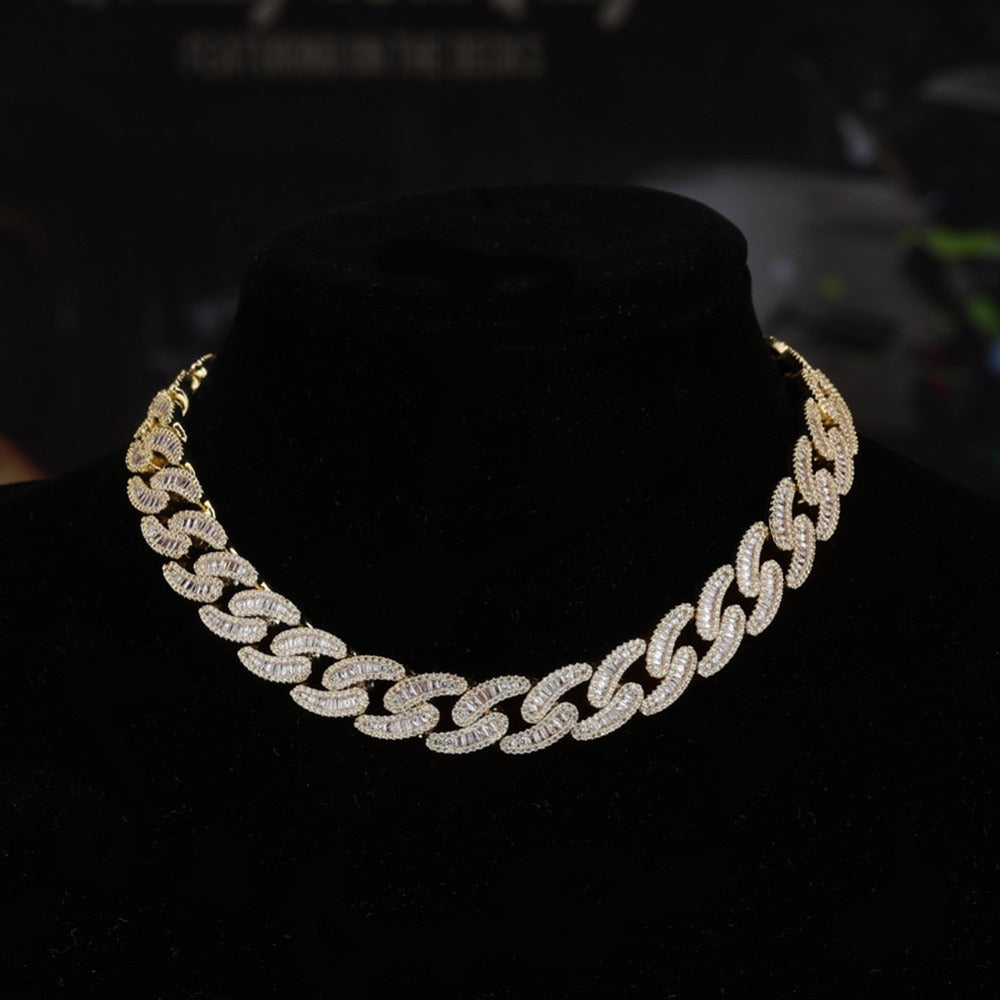 Baguette Cut Moissanite Iced Out Cuban Hip Hop Chain