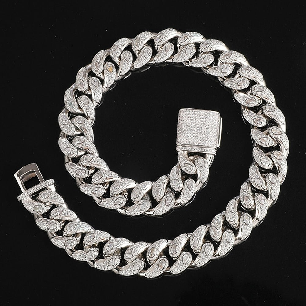 Iced Out Moissanite Unique Cuban Link Hip Hop Necklace