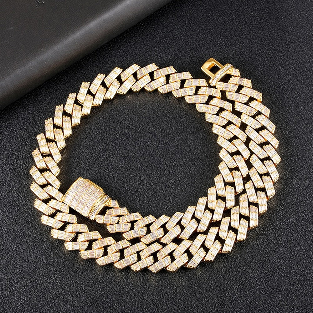 Moissanite Baguette Cut Iced Out Luxury Cuban Chain