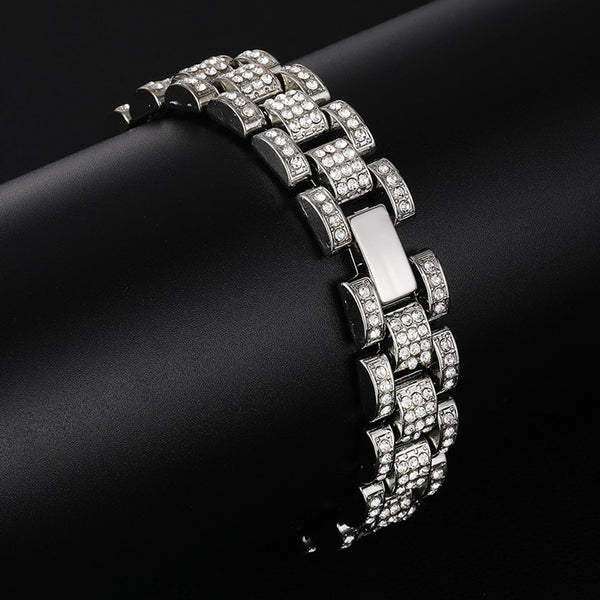 Round Cut Iced Out Moissanite Classic Hip Hop Bracelet For Men
