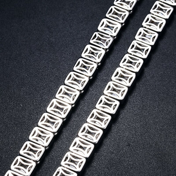 Baguette Iced Out Necklace Chain Sterling Silver Hip Hop Luxury Chain