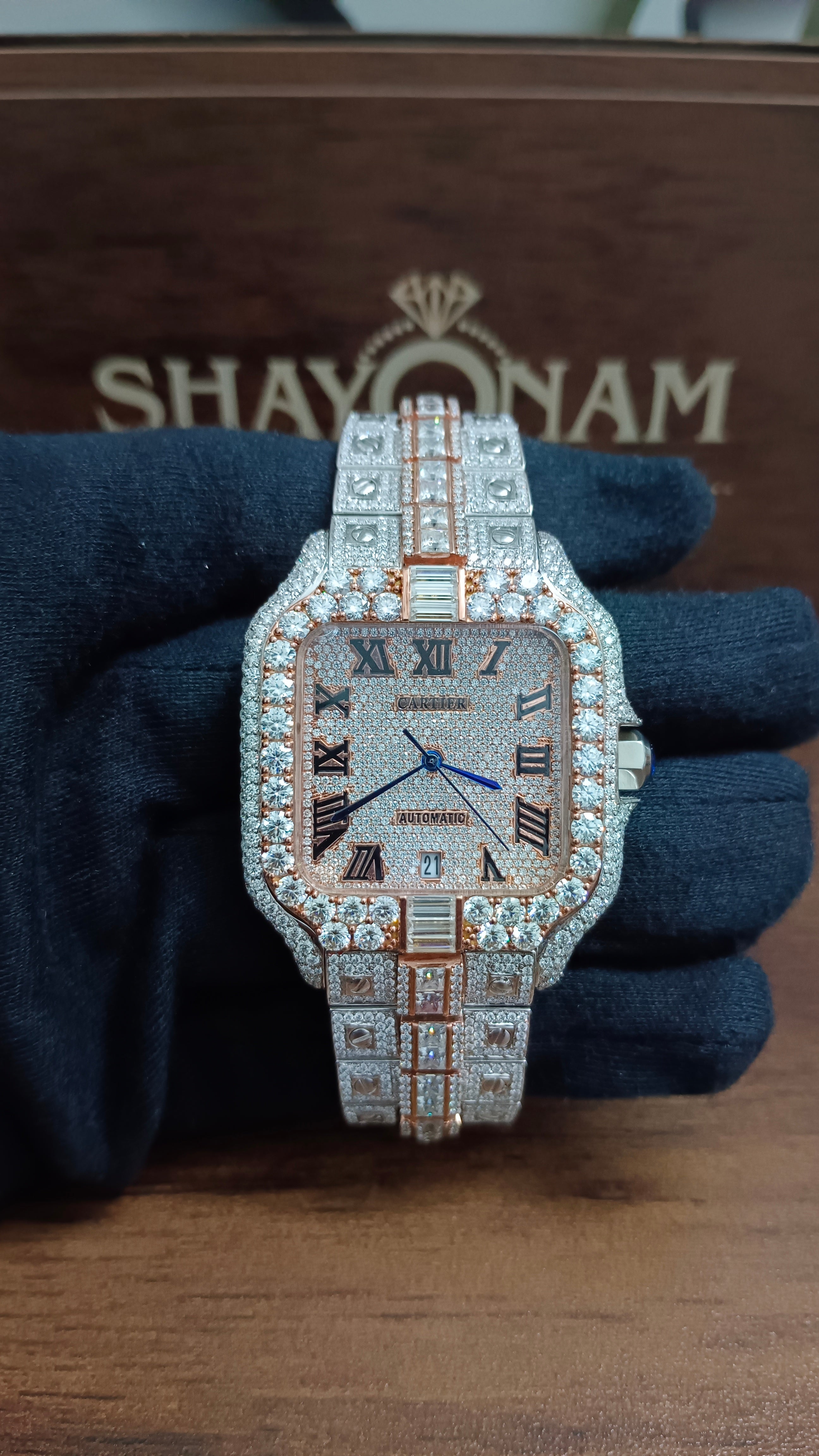 VVS1 Moissanite Diamond Cartier Wrist Watch for Men's