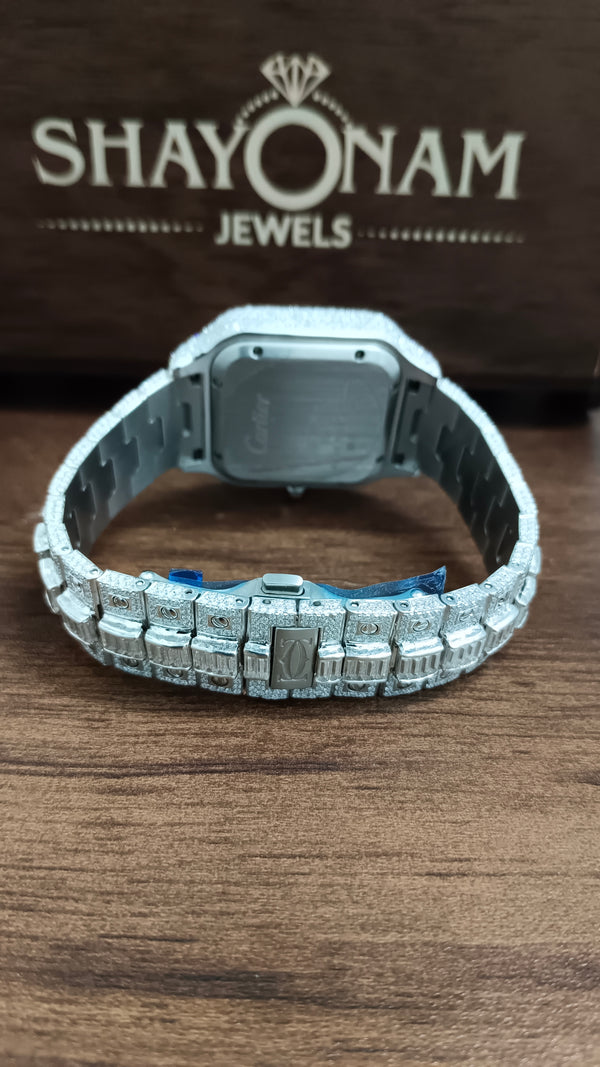 Blue Dial Customized Moissanite Diamond Watch