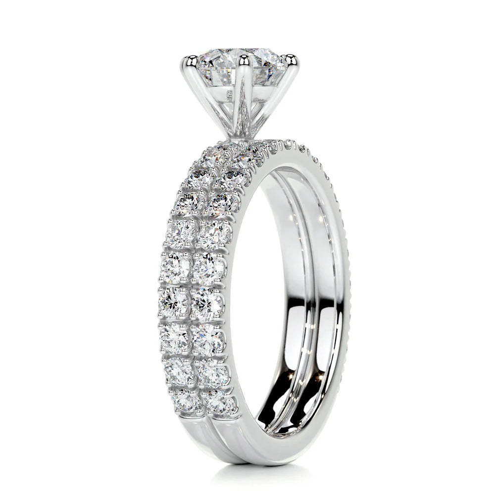 Brilliant Round Cut Pave Set Moissanite Wedding Ring Set