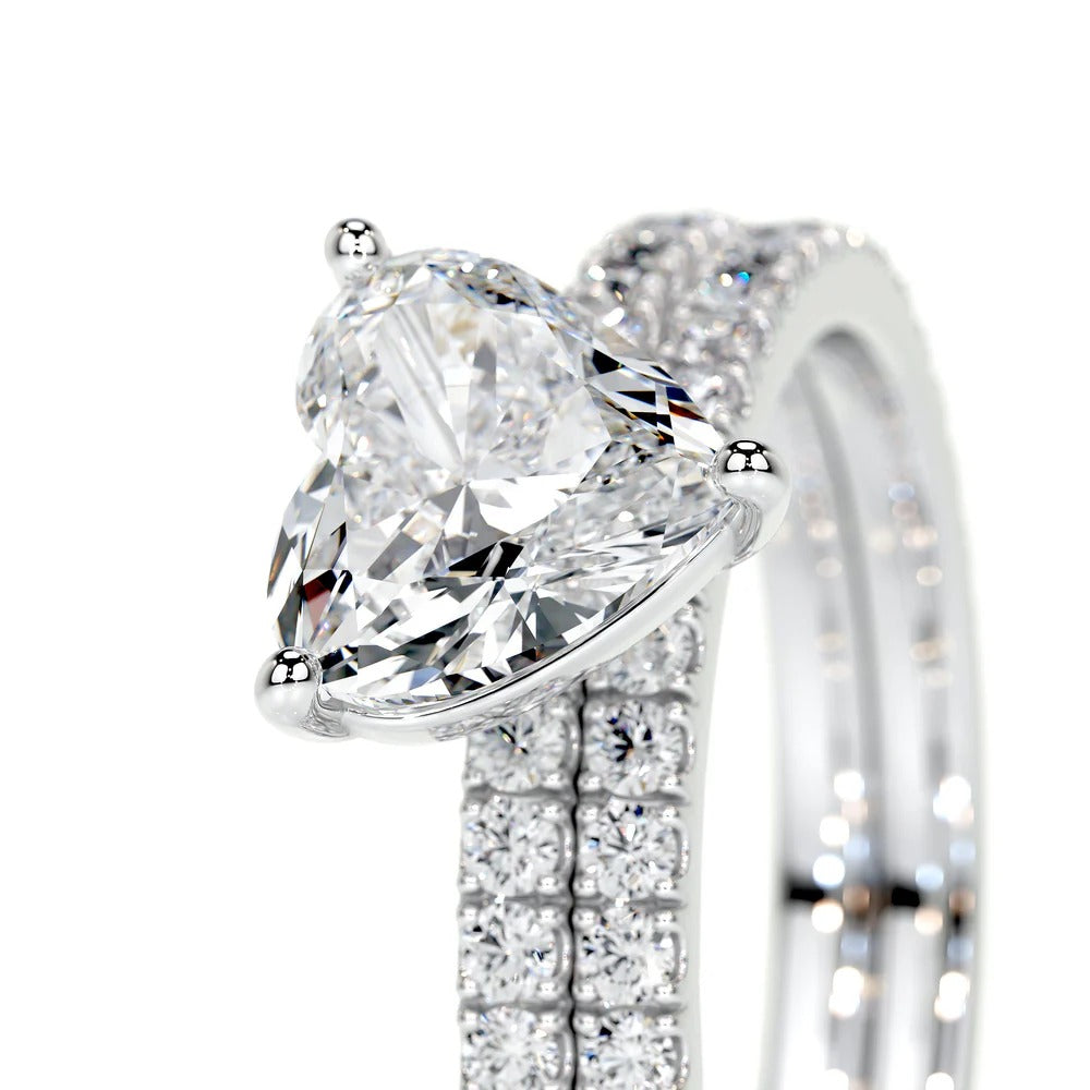 Moissanite Heart Cut Wedding Bridal Ring Set