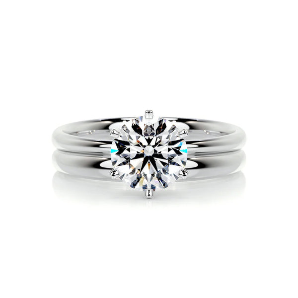 Brilliant Round Cut Moissanite Solitaire Wedding Ring Set