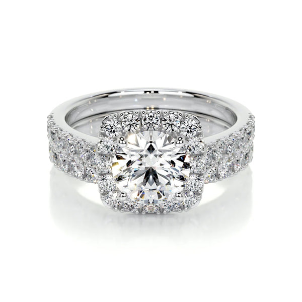 Brilliant Round Cut Halo Wedding Bridal Ring Set