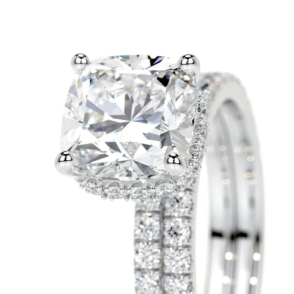 Cushion Cut Moissanite Diamond Wedding Ring Set