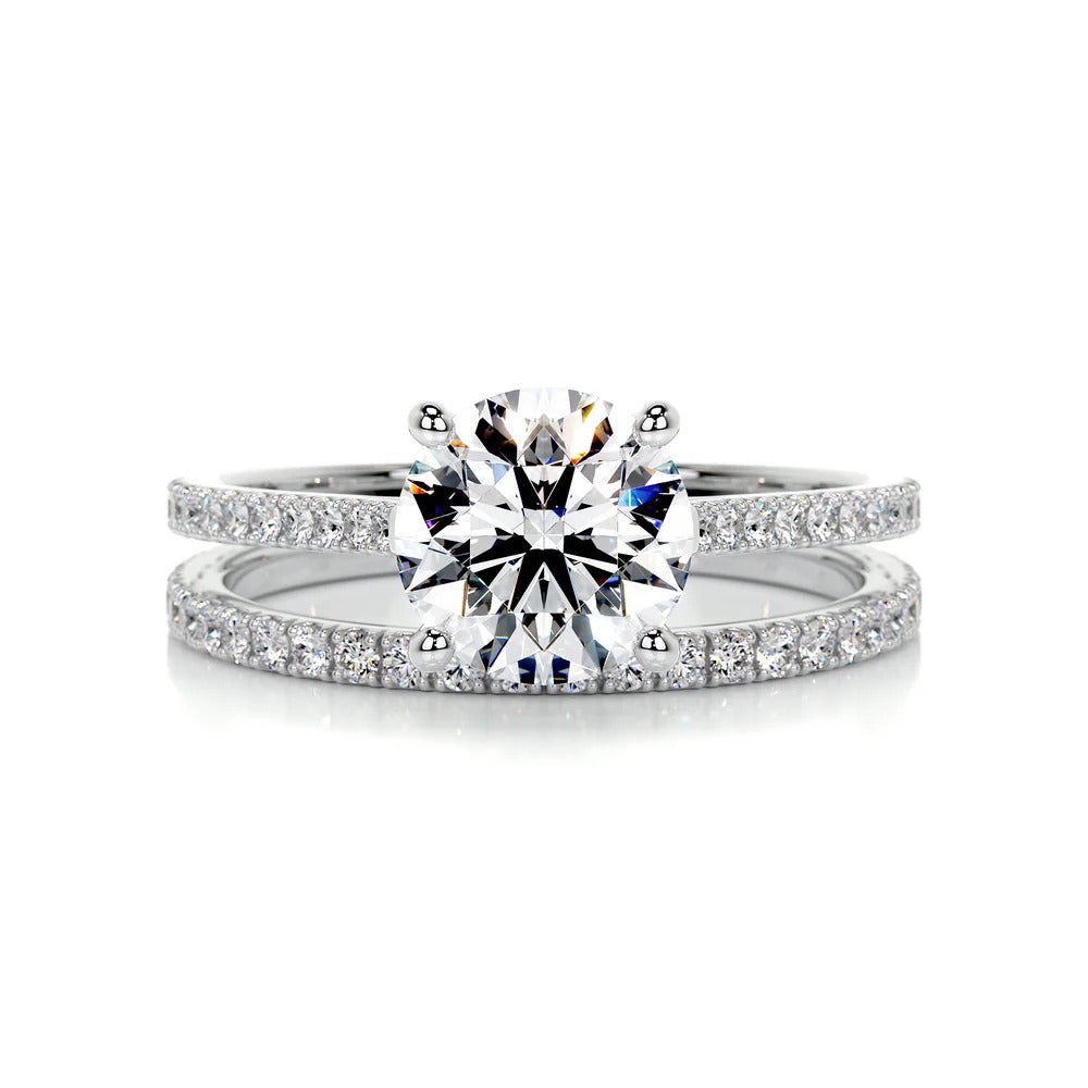 Brilliant Round Cut Pave Set Moissanite Wedding Ring Set