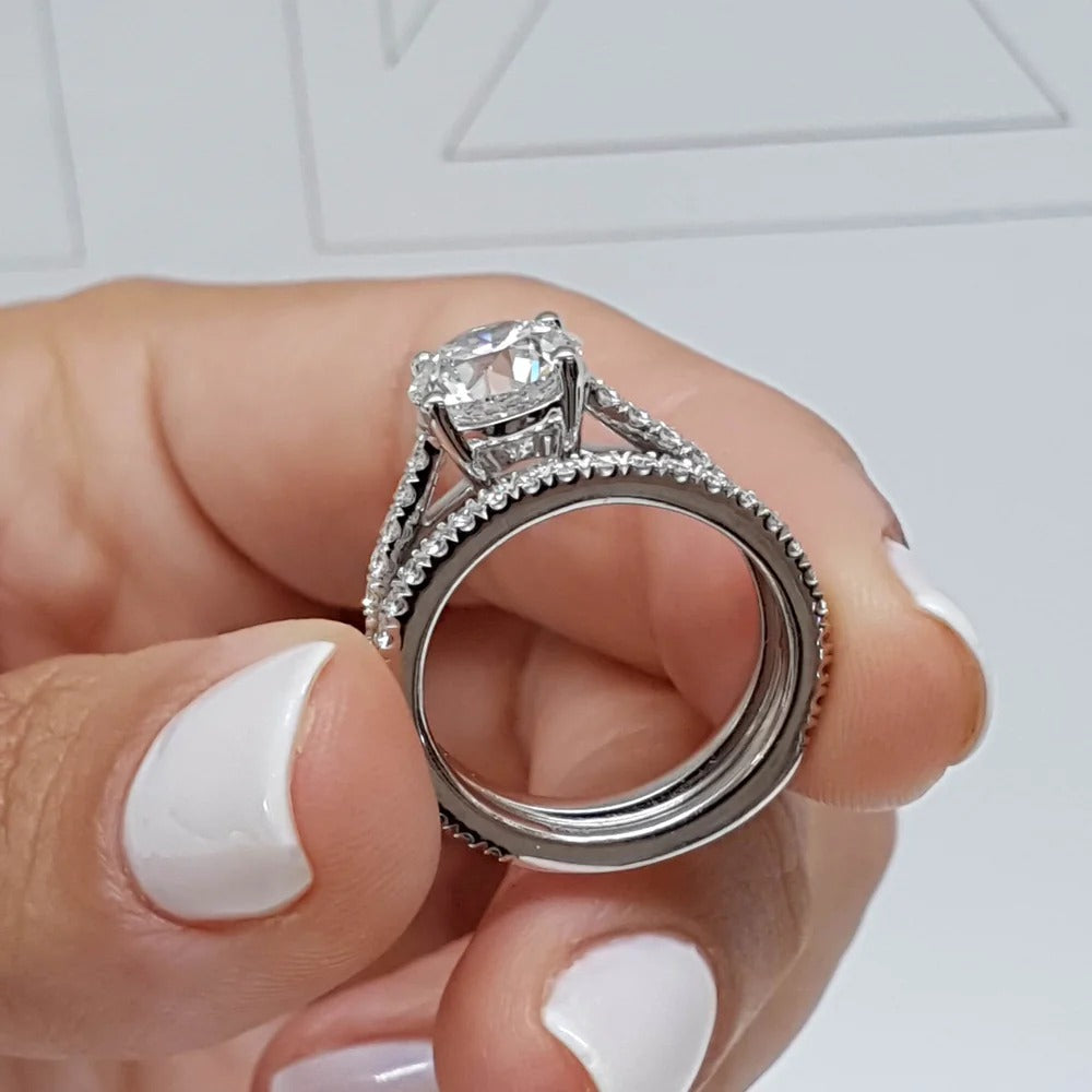 Moissanite Brilliant Round Cut Bridal Ring Set