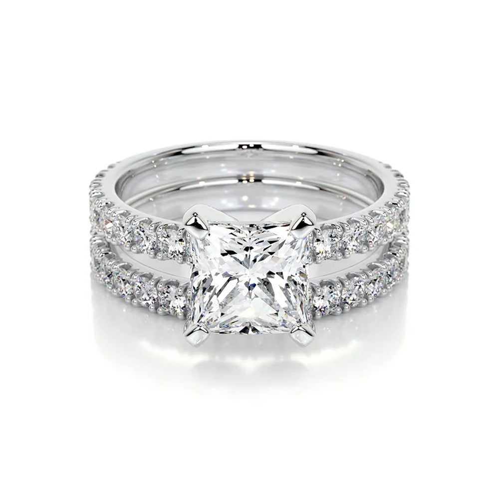 Princess Cut Moissanite Diamond Classic Ring Set