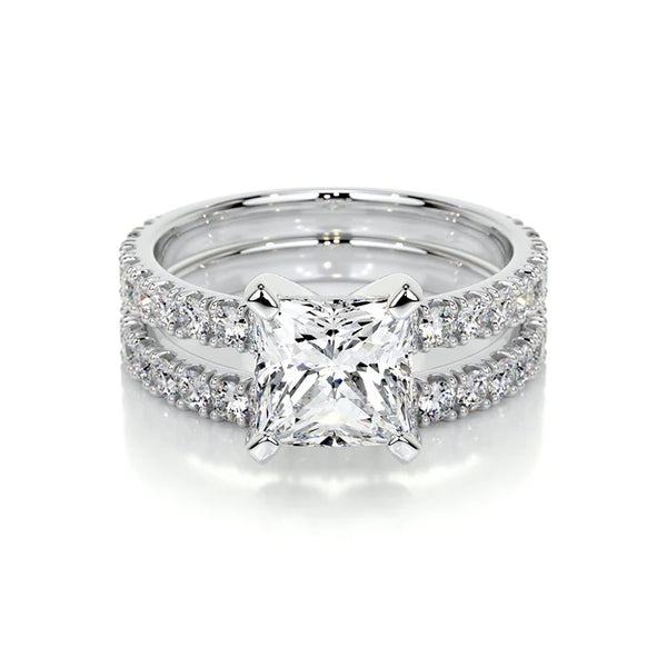 Princess Cut Moissanite Diamond Classic Ring Set