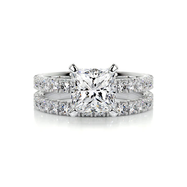 Princess Cut Moissanite Solitaire Bridal Set