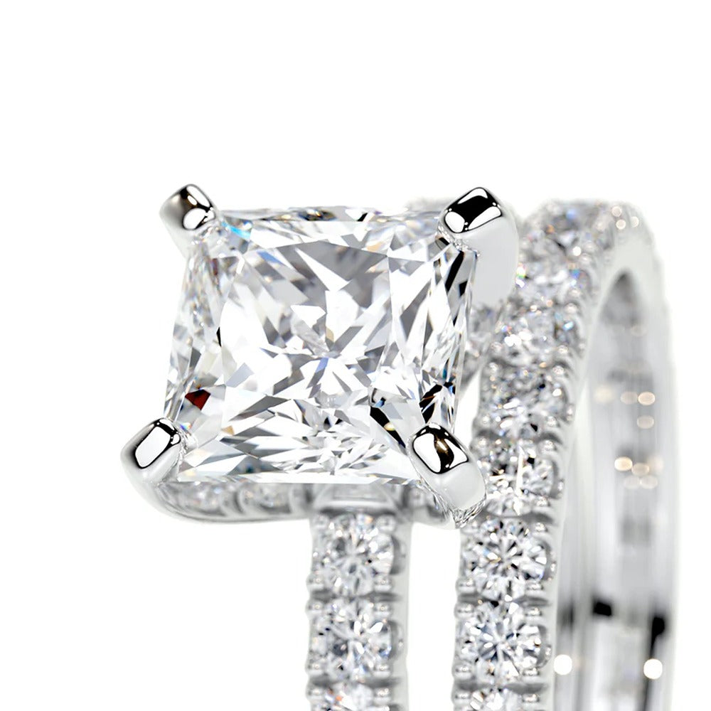 Princess Cut Moissanite Diamond Classic Ring Set