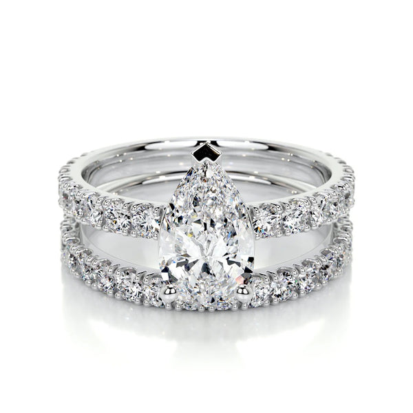 Pear Cut Moissanite Diamond Wedding Ring Set