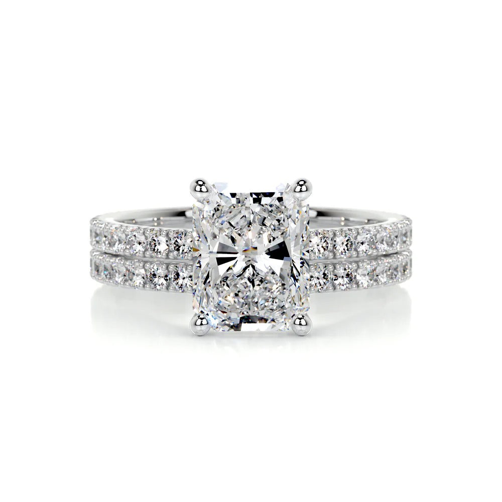 Radiant Cut Moissanite Diamond Bridal Ring Set