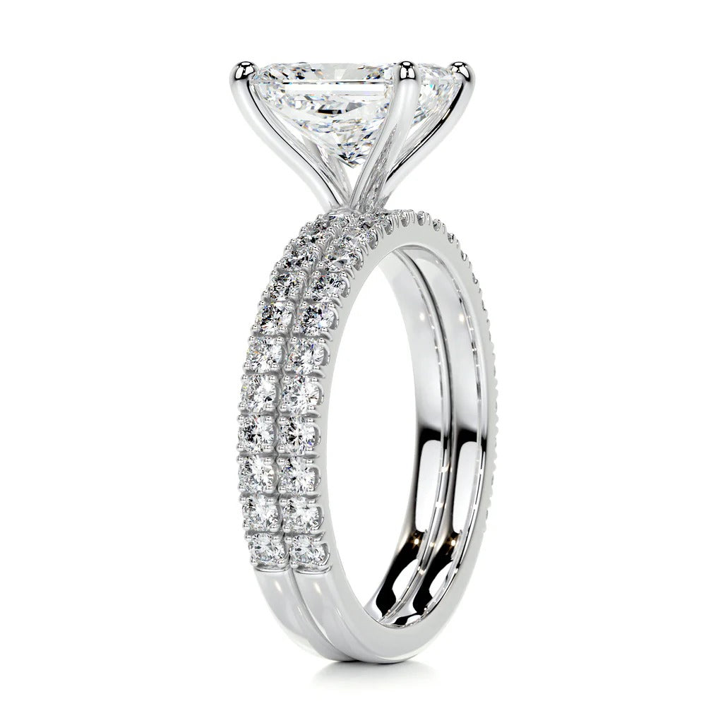 Radiant Cut Moissanite Diamond Bridal Ring Set